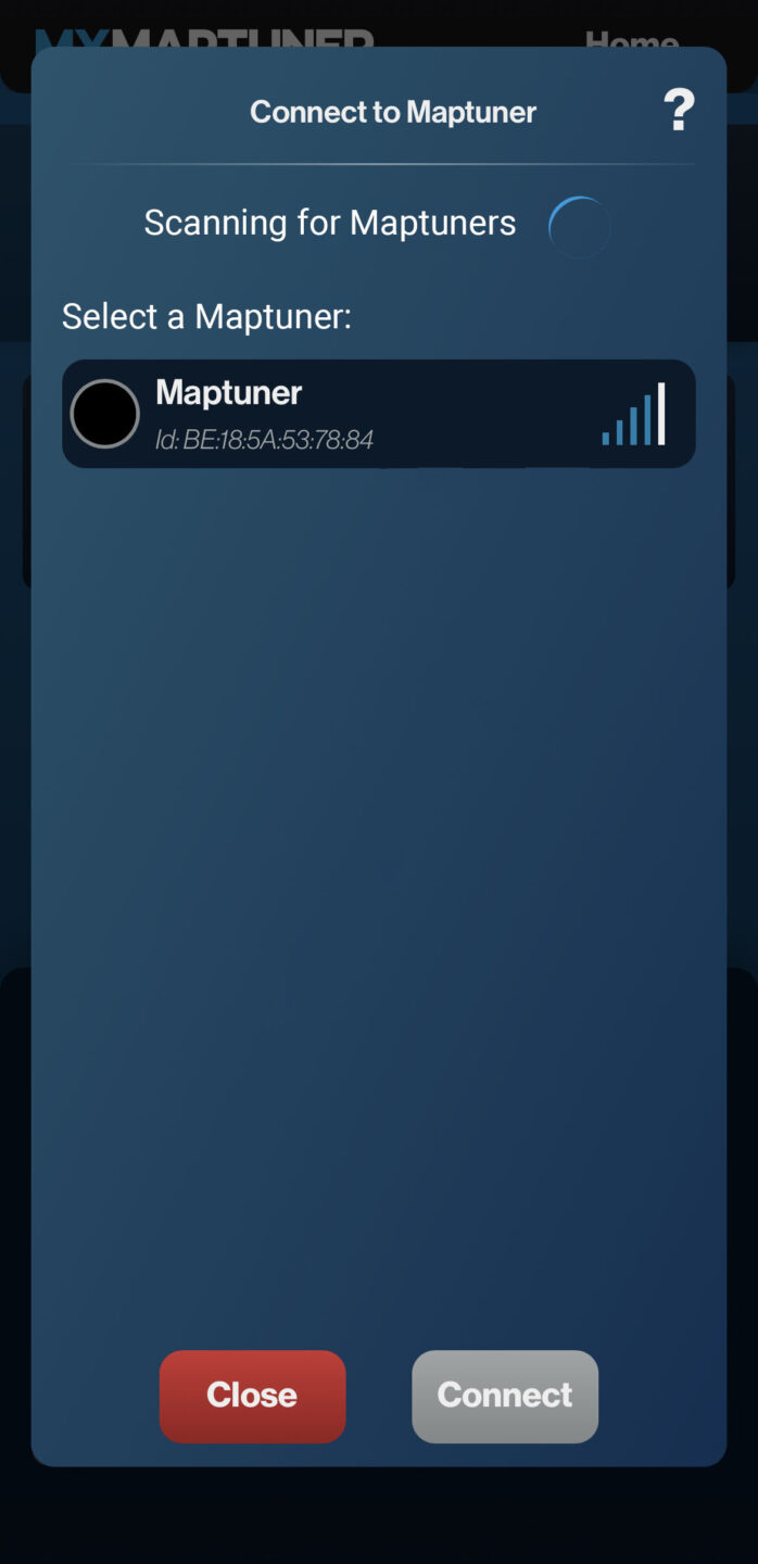 Connect Maptuner to smartphone Maptuner